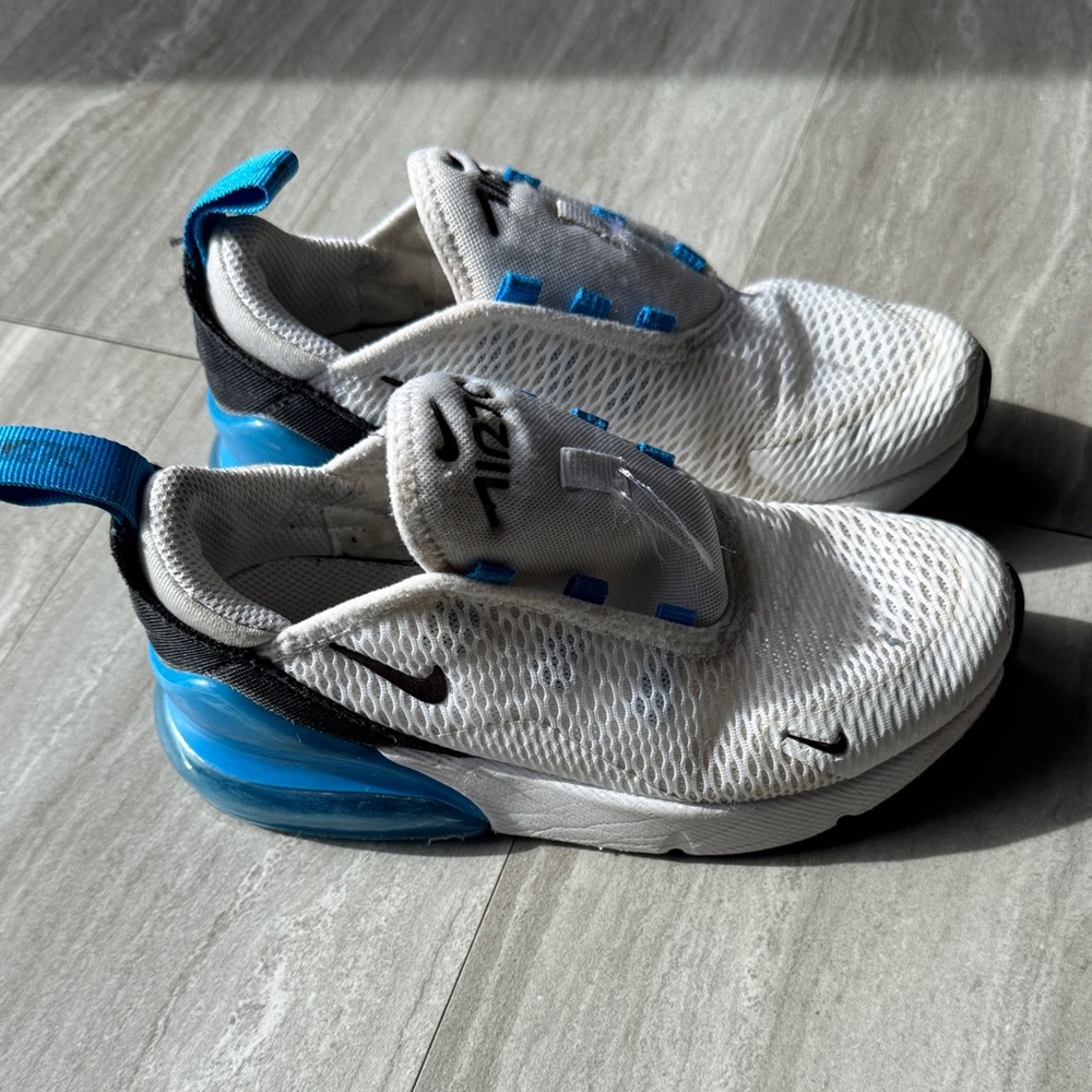 Nike Air Max 270 White and Blue Kids Sneakers